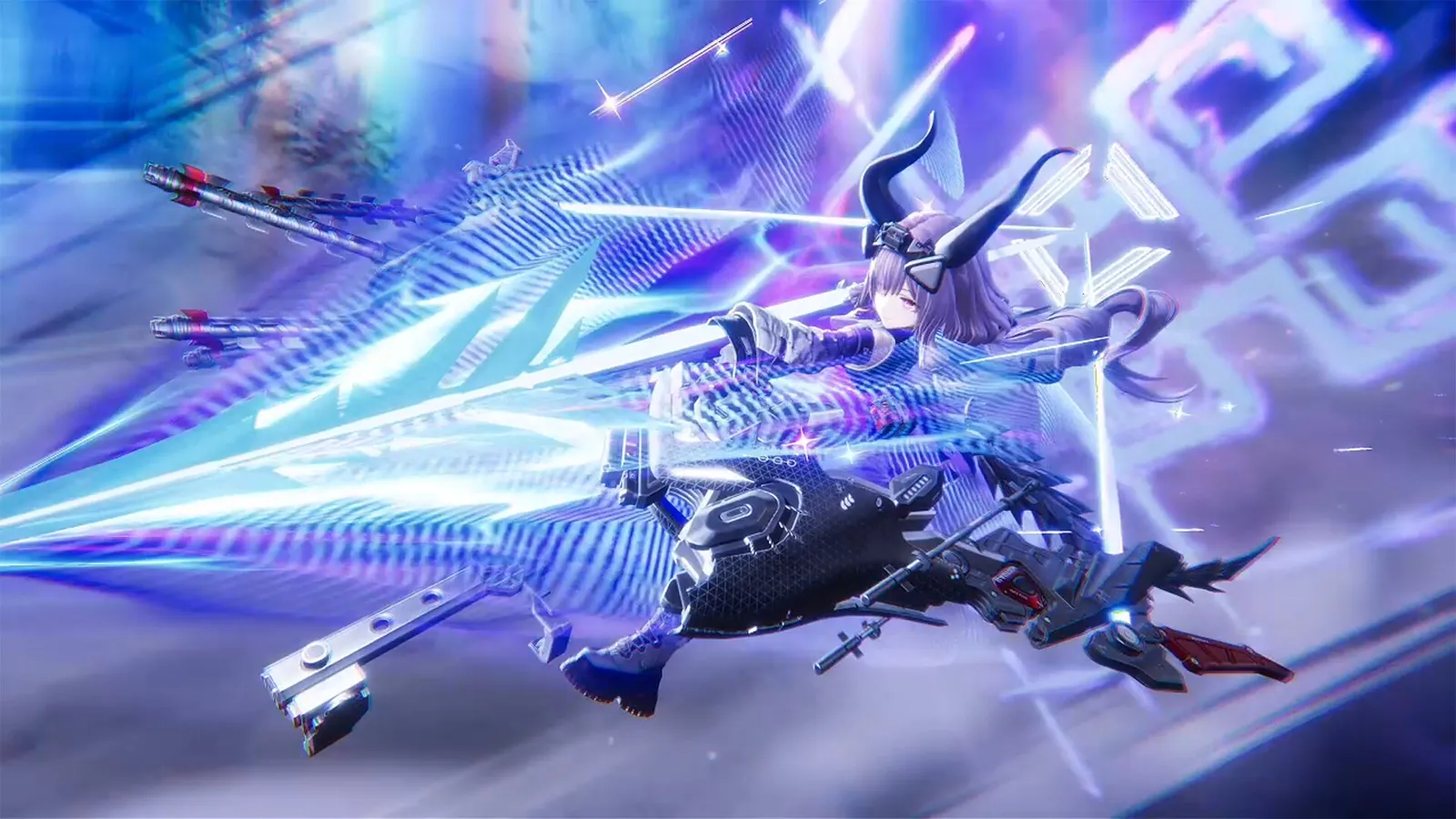 An Endfield operator swinging a glowing energy blade during a combat sequence in Arknights: Endfield